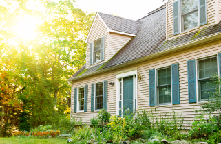 Small house in a sunny picture