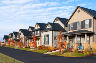 row of homes in a residential neighborhood