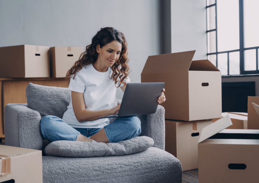 woman in new apartment