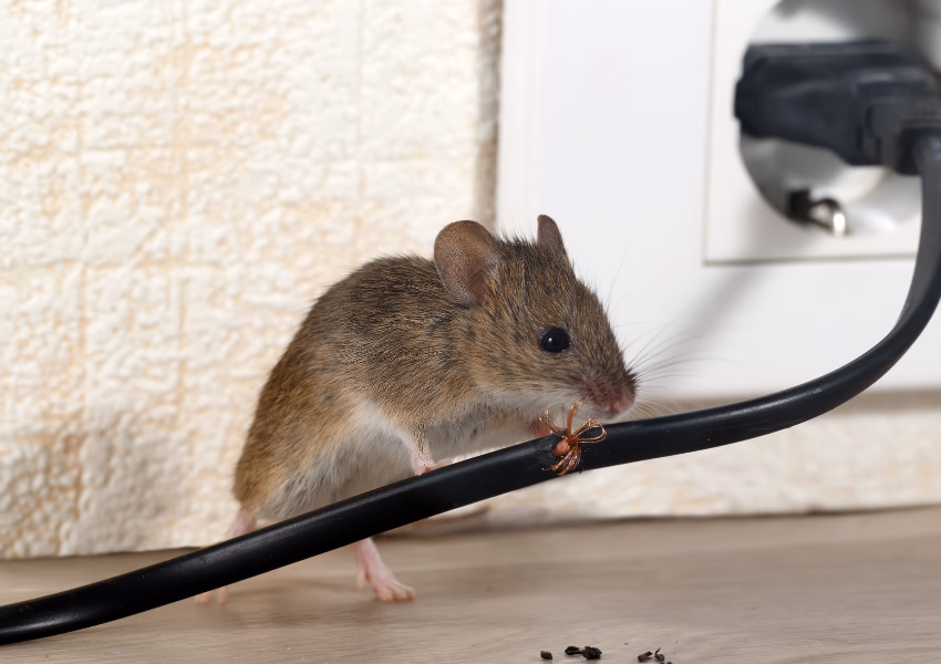 an image of a mouse chewing a wire