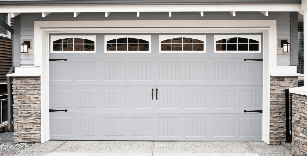 gray garage door with windows closed